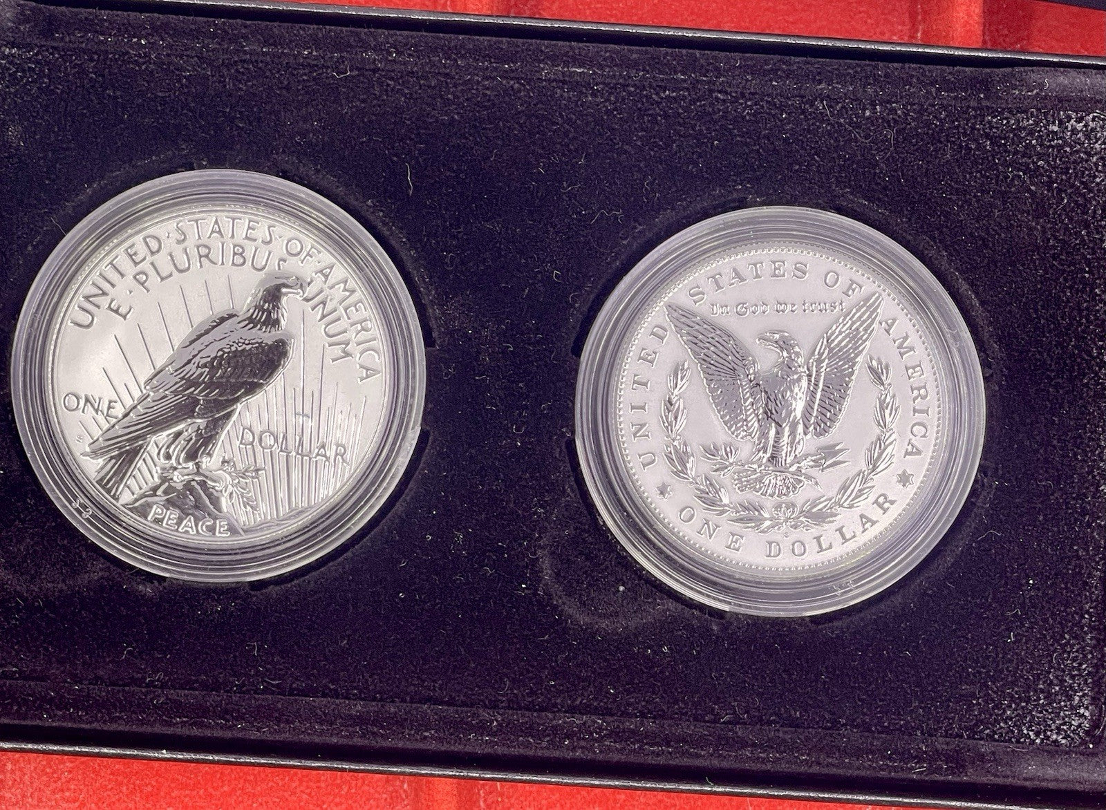 2023-S Reverse Proof $1 Morgan and Peace Silver Dollar 2pc Set Box ,OGP