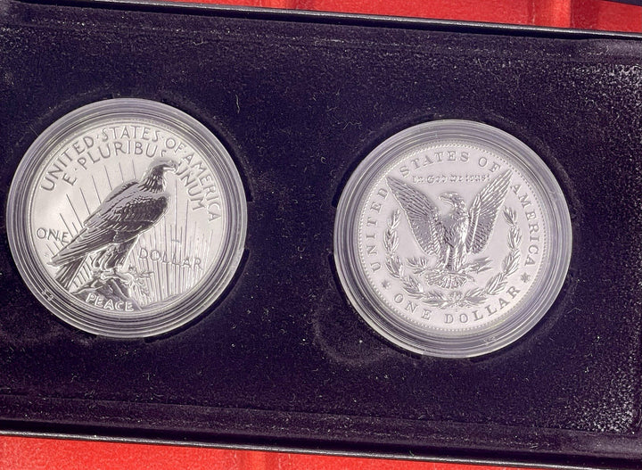 2023-S Reverse Proof $1 Morgan and Peace Silver Dollar 2pc Set Box ,OGP