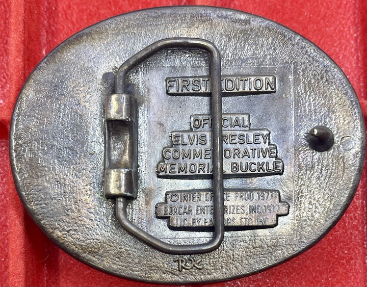 Elvis Presley 1977 First Edition Commemorative Memorial Brass Belt Buckle W/COA