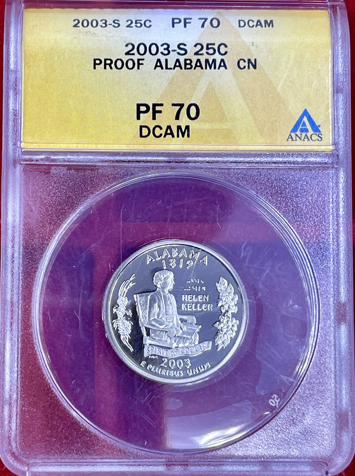 2003 S 25C Clad Alabama Quarter ANACS PR70DCAM