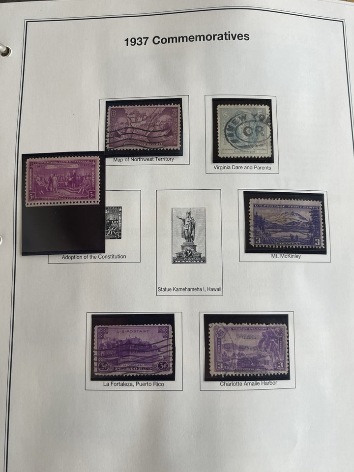 1937 Commemorative Collectable United States Postage Stamps 7 Stamps