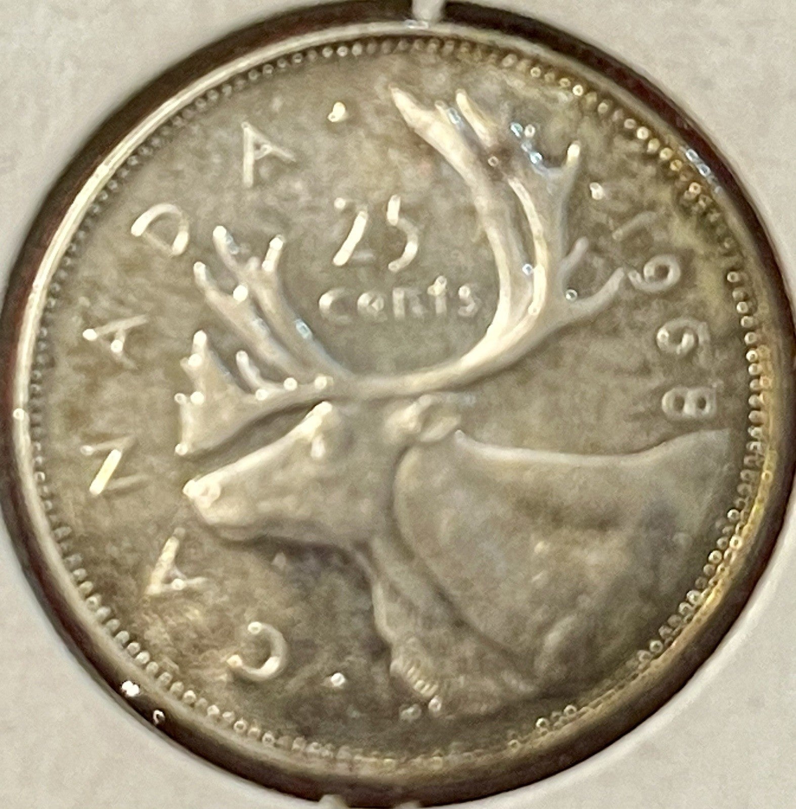 1968 Canada Silver 25 Cents – Caribou – .800 Silver – AU Condition