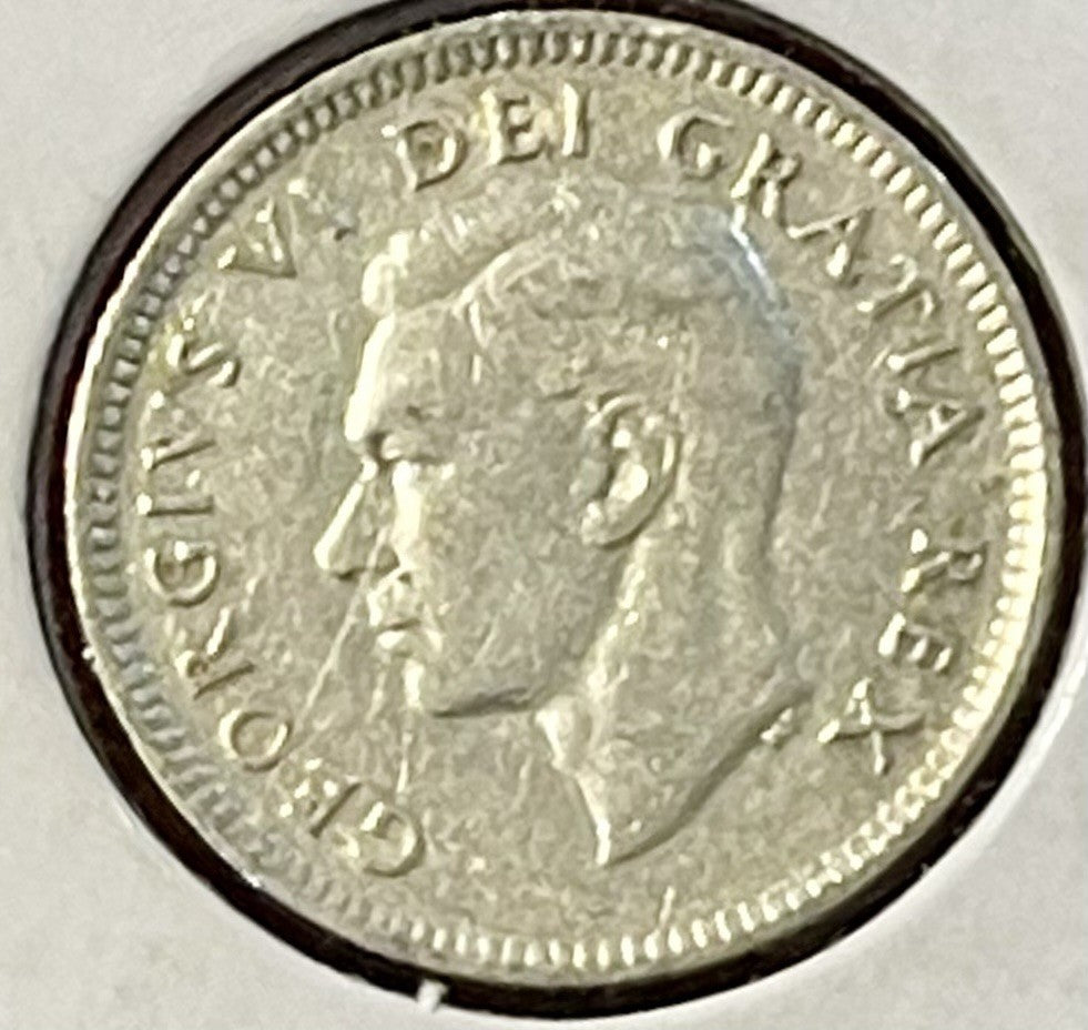 1951 Canada Silver 10 Cents Coin .800 Silver George VI Dime