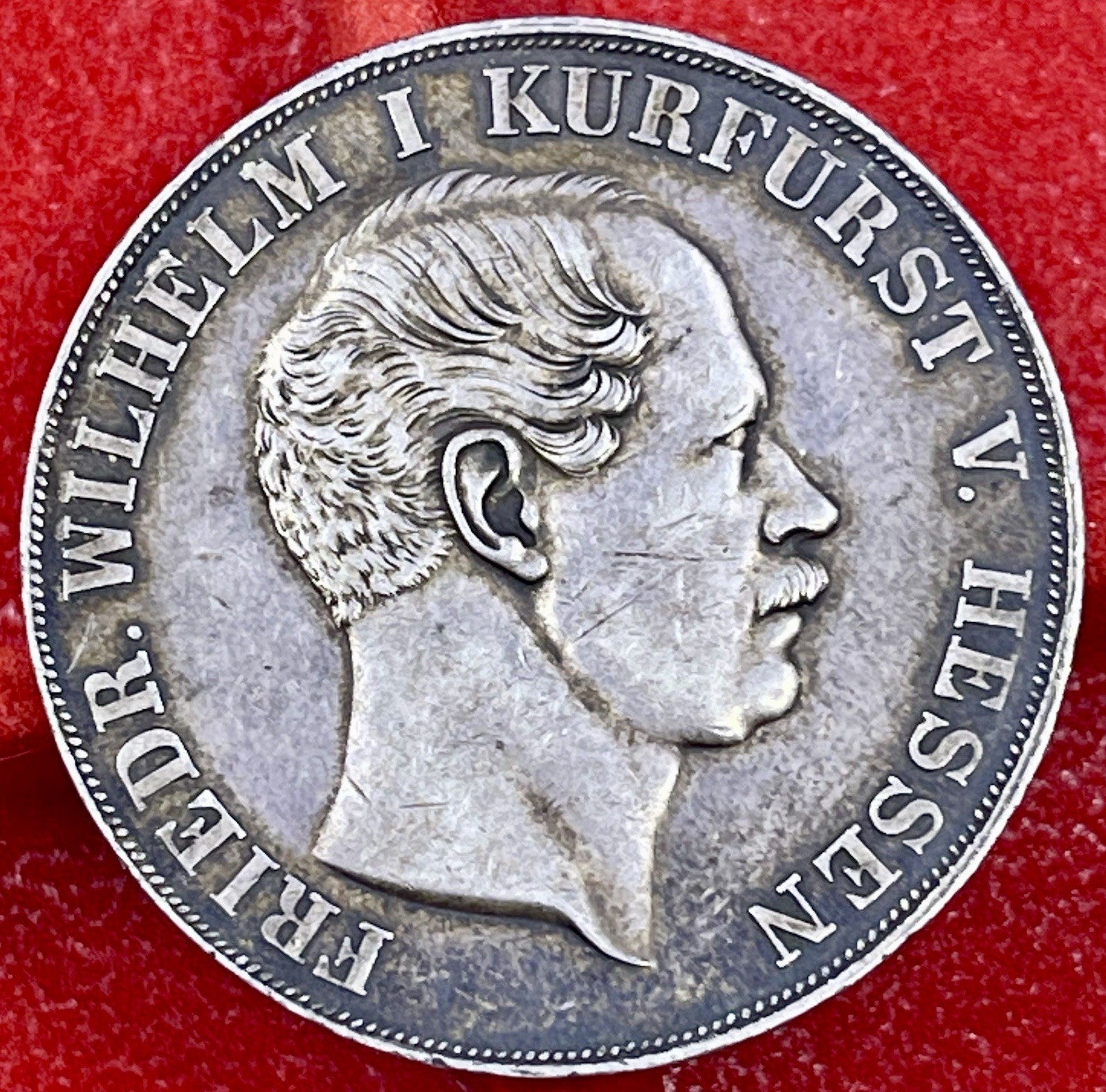 1855 German States Hesse-Cassel Thaler Silver KM 618.42