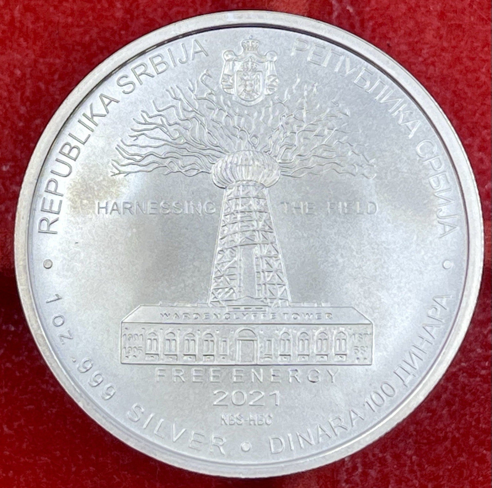 Better Date - 2021 Serbia 100 Dinara - 1 Oz Nikola Tesla World Coin- Silver *019