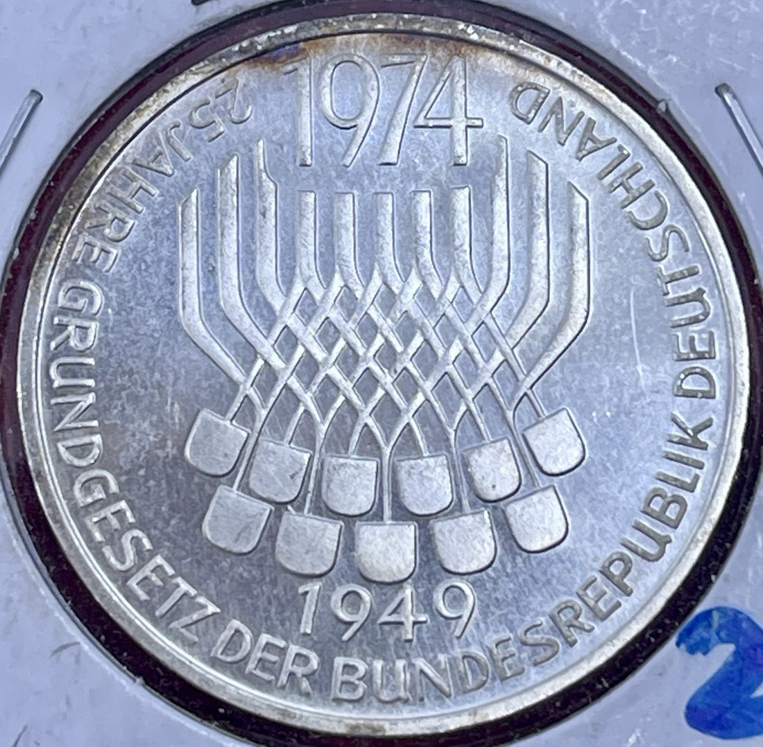1974 F Germany Federal Republic 5 Marks Silver Proof Coin KM#138