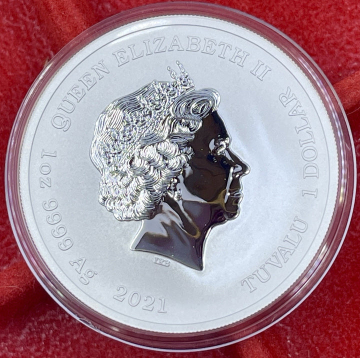 2021 Tuvalu Silver Gods of Olympus Poseidon BU in Mint Capsule *13,500 Mintage*
