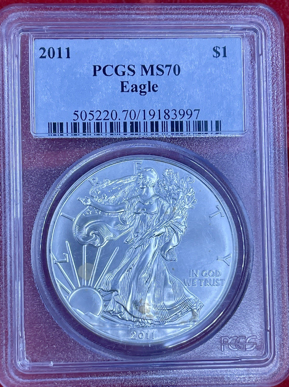 2011 First Strike American Silver Eagle. ASE 25th. PCGS MS70, Coin