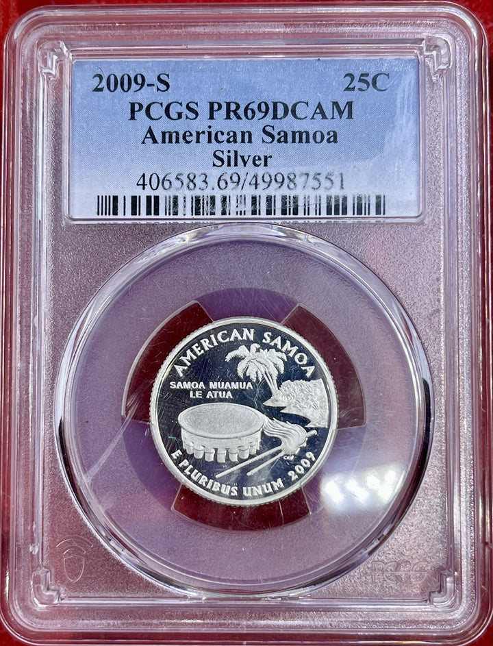 2009-S US American Samoa Silver Proof Quarter Coin PCGS Graded PR69DCAM