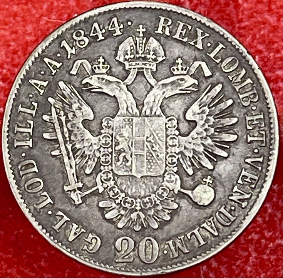 1844 A Austria 20 Kreuzer Silver Coin – Ferdinand I of Austria – KM#2195 Vienna