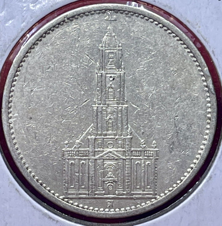 WWII 1935 A Germany Third Reich Five 5 Reichsmark Mark Silver Coin
