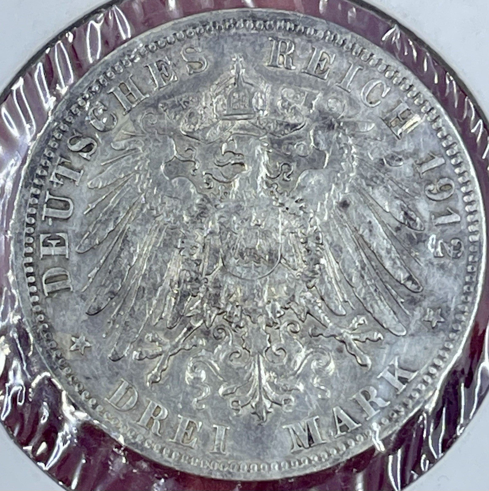 GERMANY , HAMBURG 1910 J Silver  . 835 Coin 3 MARKs