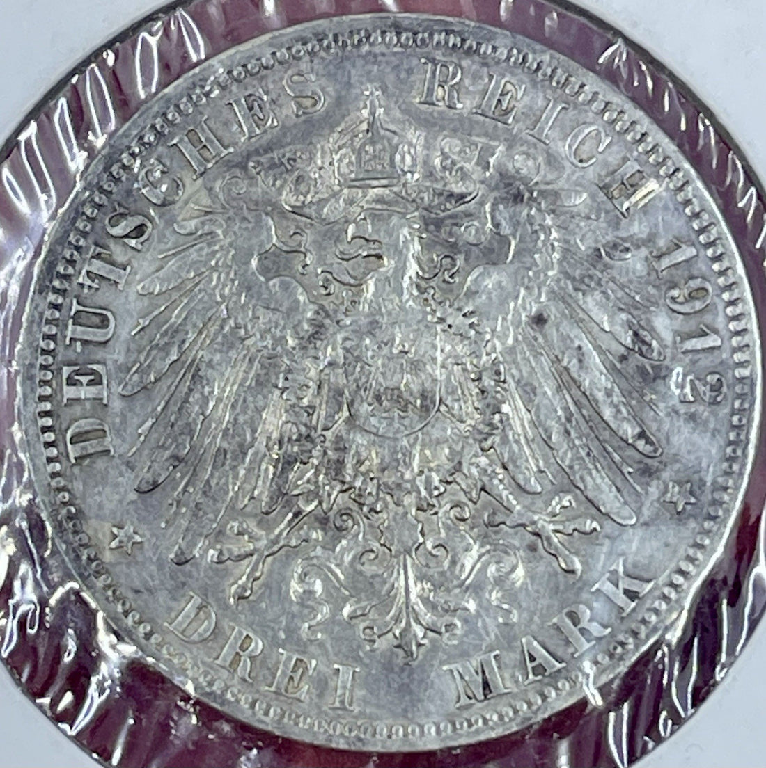 GERMANY , HAMBURG 1910 J Silver  . 835 Coin 3 MARKs