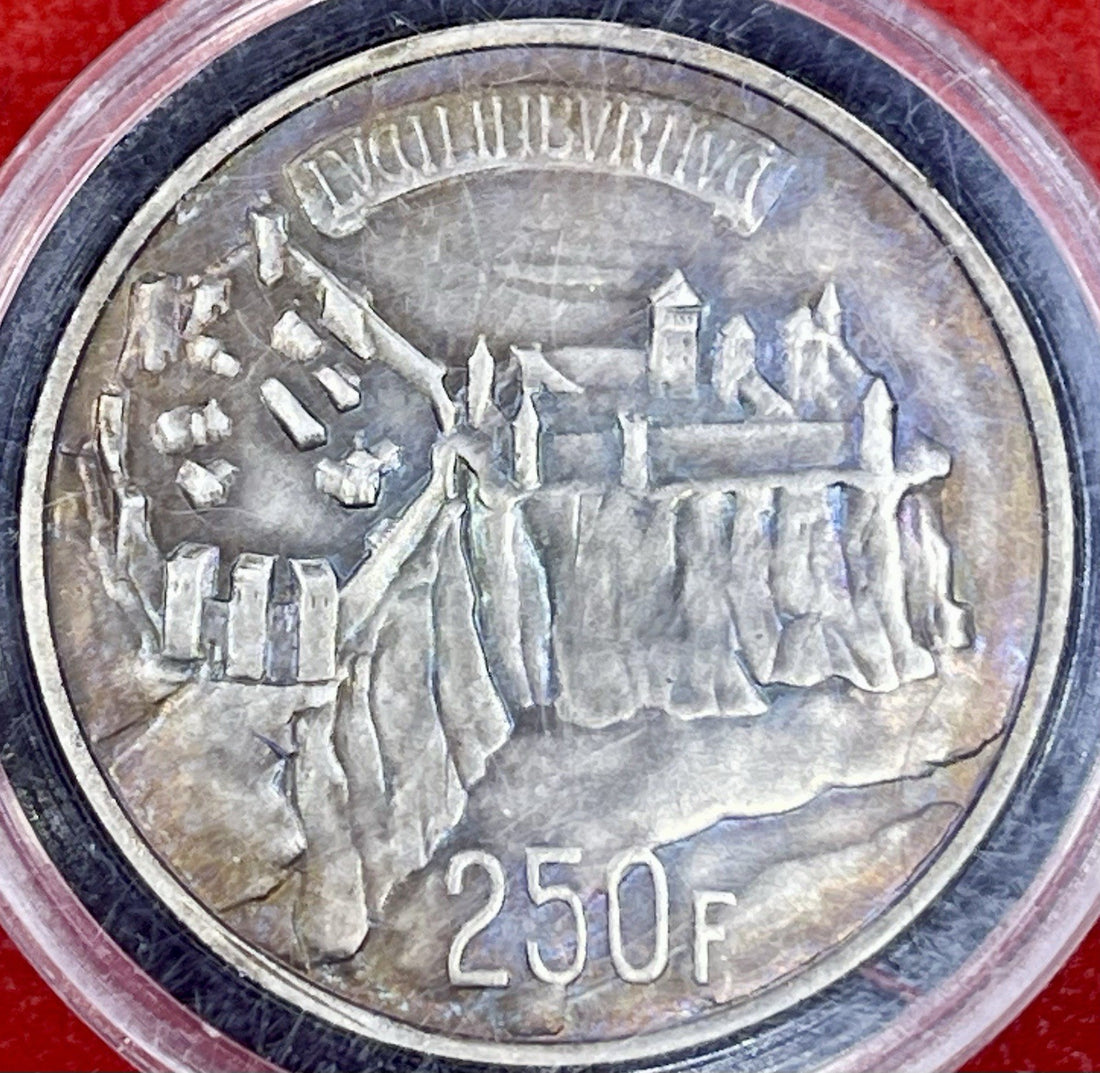 1963 Millennium of Luxembourg City 250 Francs Silver Coin KM# 53