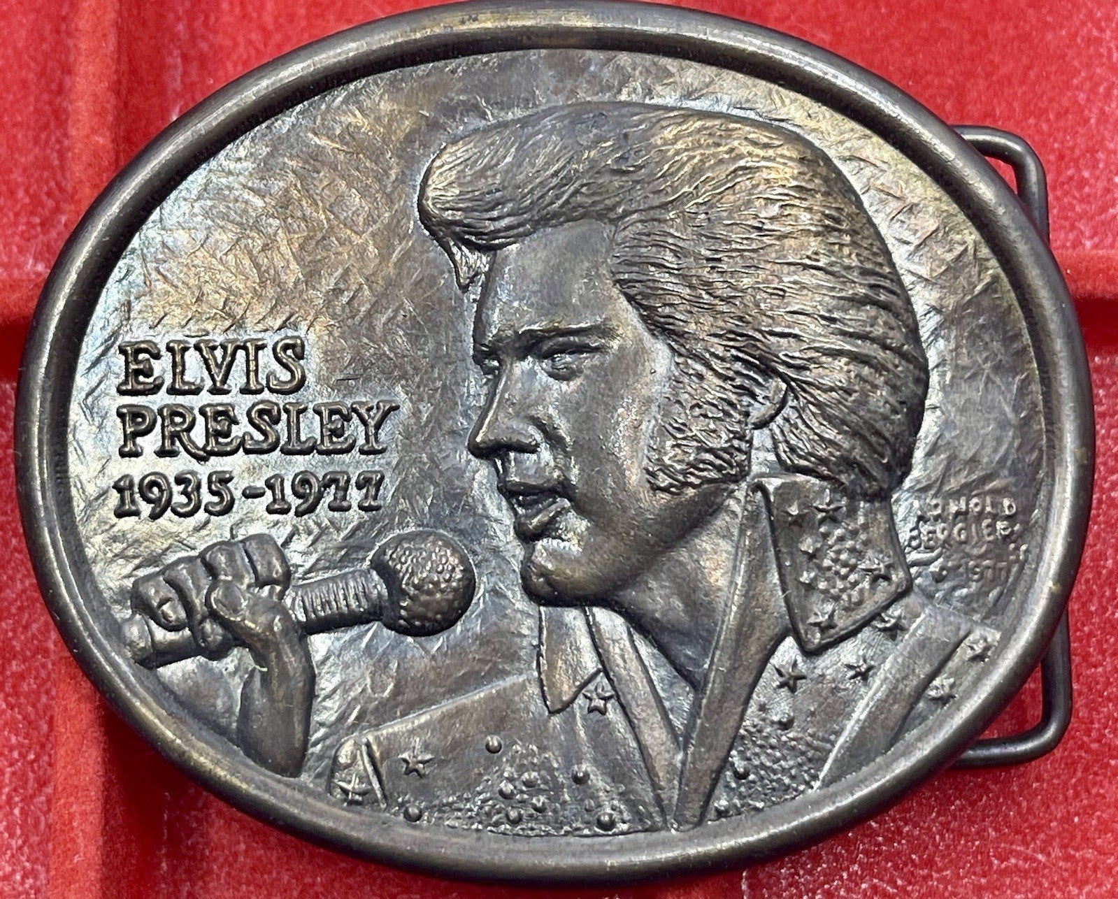 Elvis Presley 1977 First Edition Commemorative Memorial Brass Belt Buckle W/COA