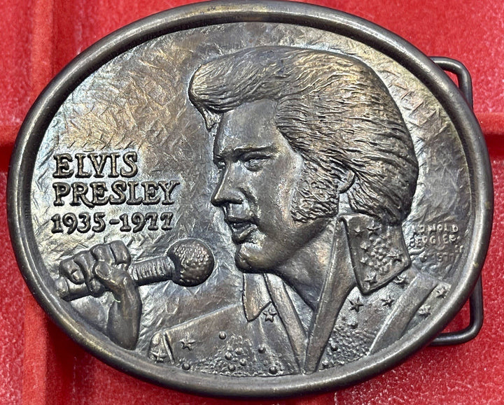 Elvis Presley 1977 First Edition Commemorative Memorial Brass Belt Buckle W/COA
