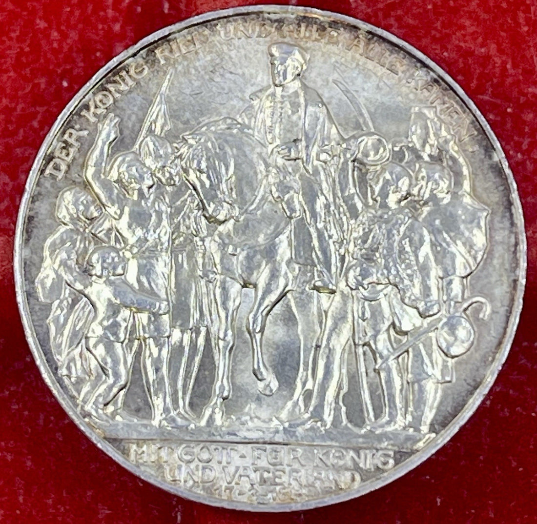 1913 A Germany 3 Mark Silver Prussia Napoleon Centennial KM5341913 A Germany 3
