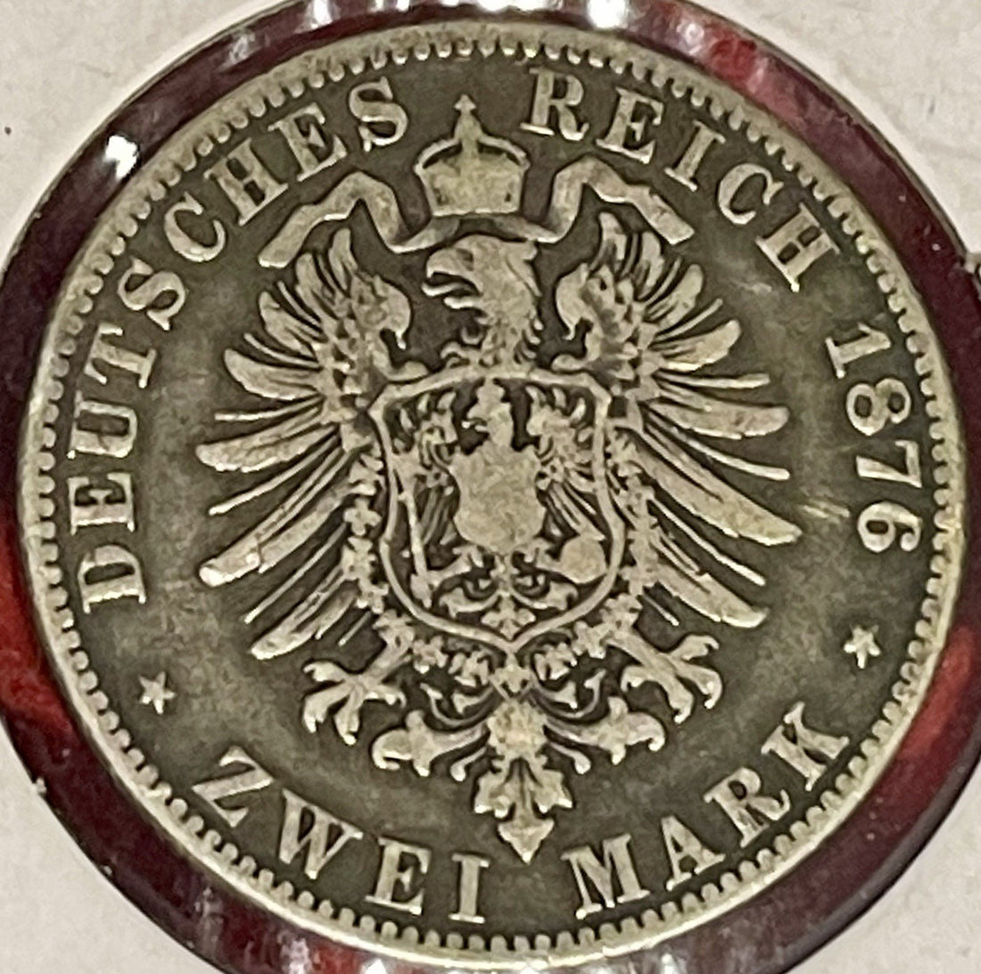 1876-A Prussia 2 Marks KM-506 Silver Coin