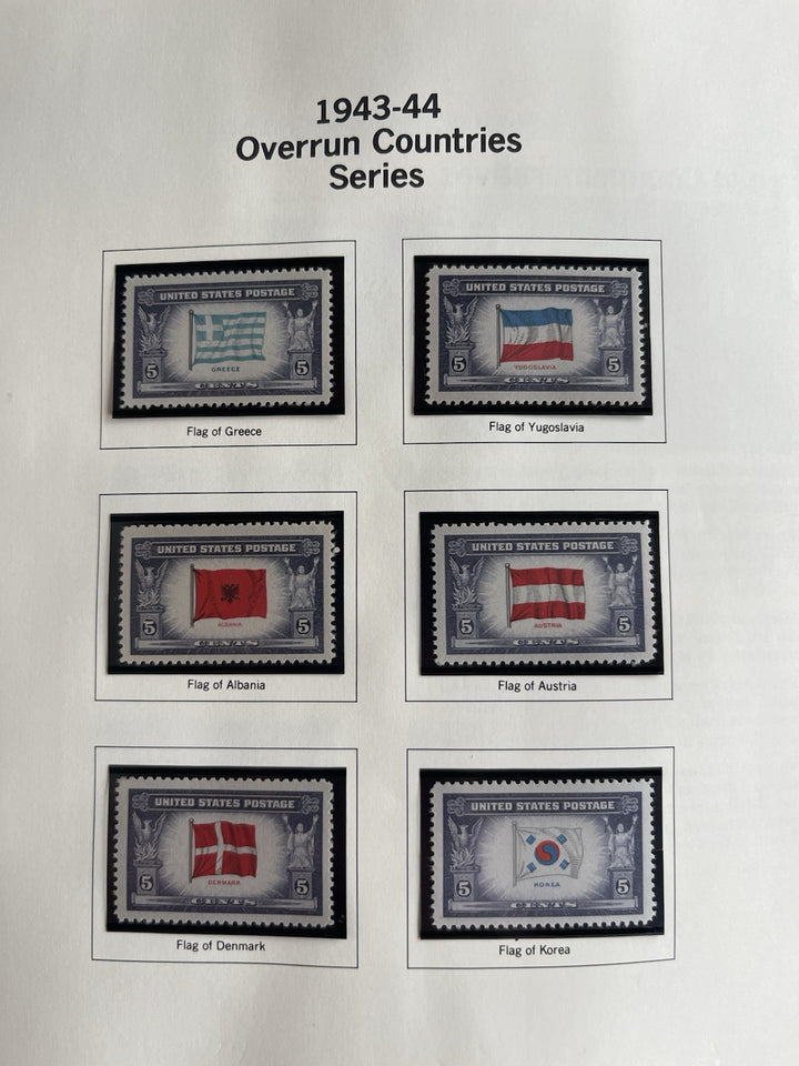 1943-1944 Overrun Countries Series Collectable Postage Stamps 6 Stamps Unhindged
