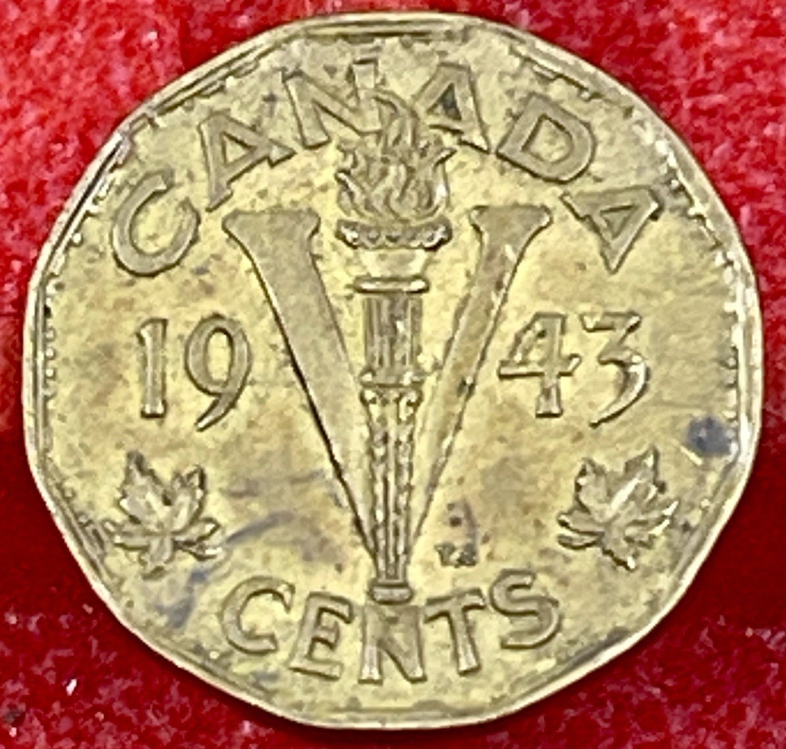 CANADA GEORGE VI 1943 5 CENTS, TOMBAC WWII Supporting the war effort - Victory