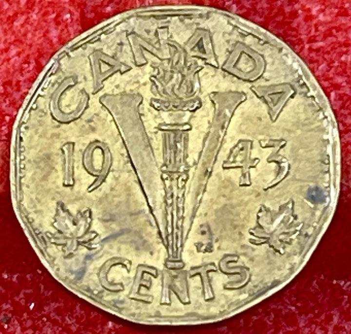 CANADA GEORGE VI 1943 5 CENTS, TOMBAC WWII Supporting the war effort - Victory