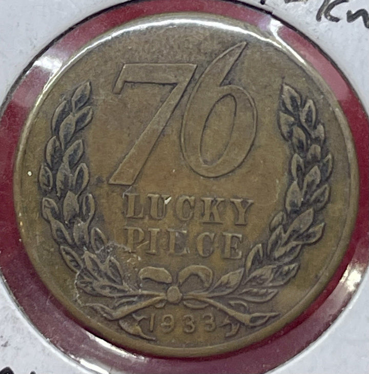 1933 Lucky Anti-Knock of 76 Pocket Piece Token Approx. 1" Good Luck Vintage Coin