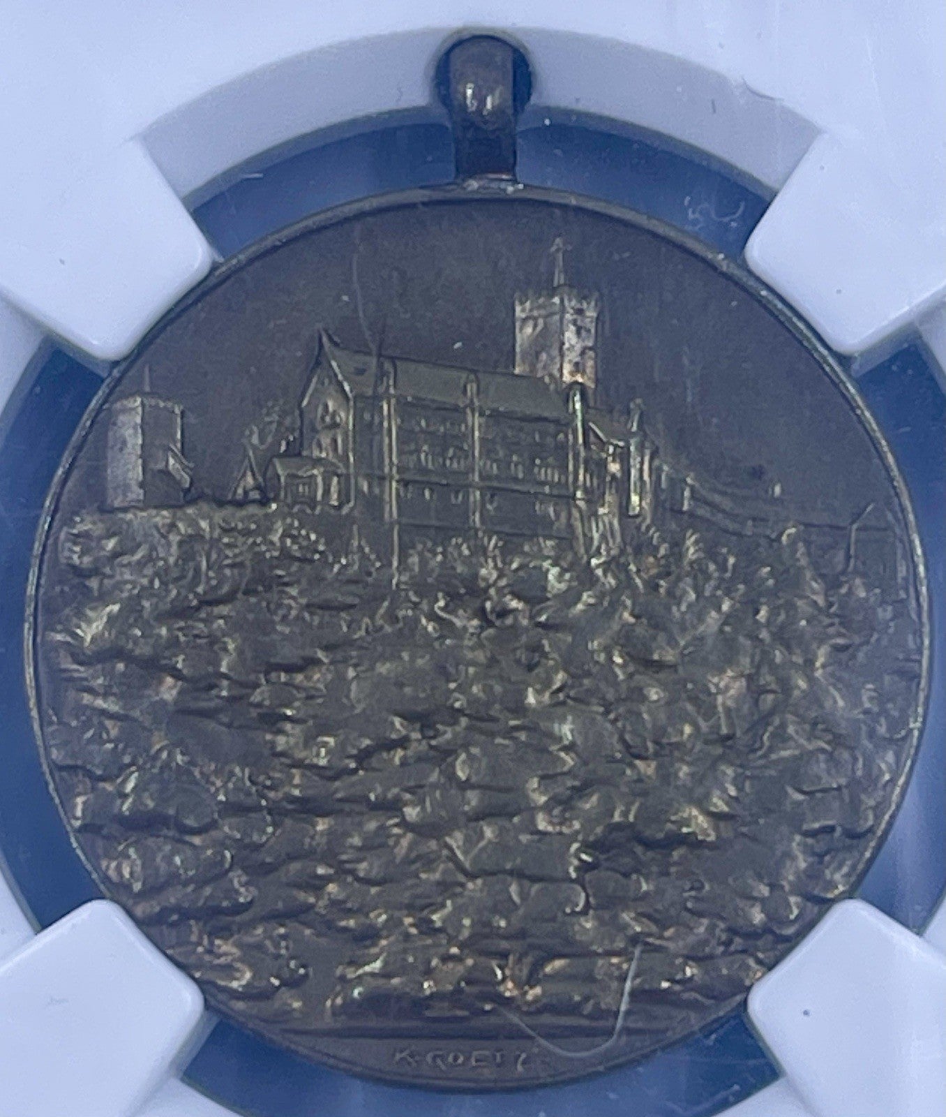 SCARCE KARL GOETZ MEDAL KIENAST 360 30MM CHAMBER OF COMMERCE WEIMAR NGC 63