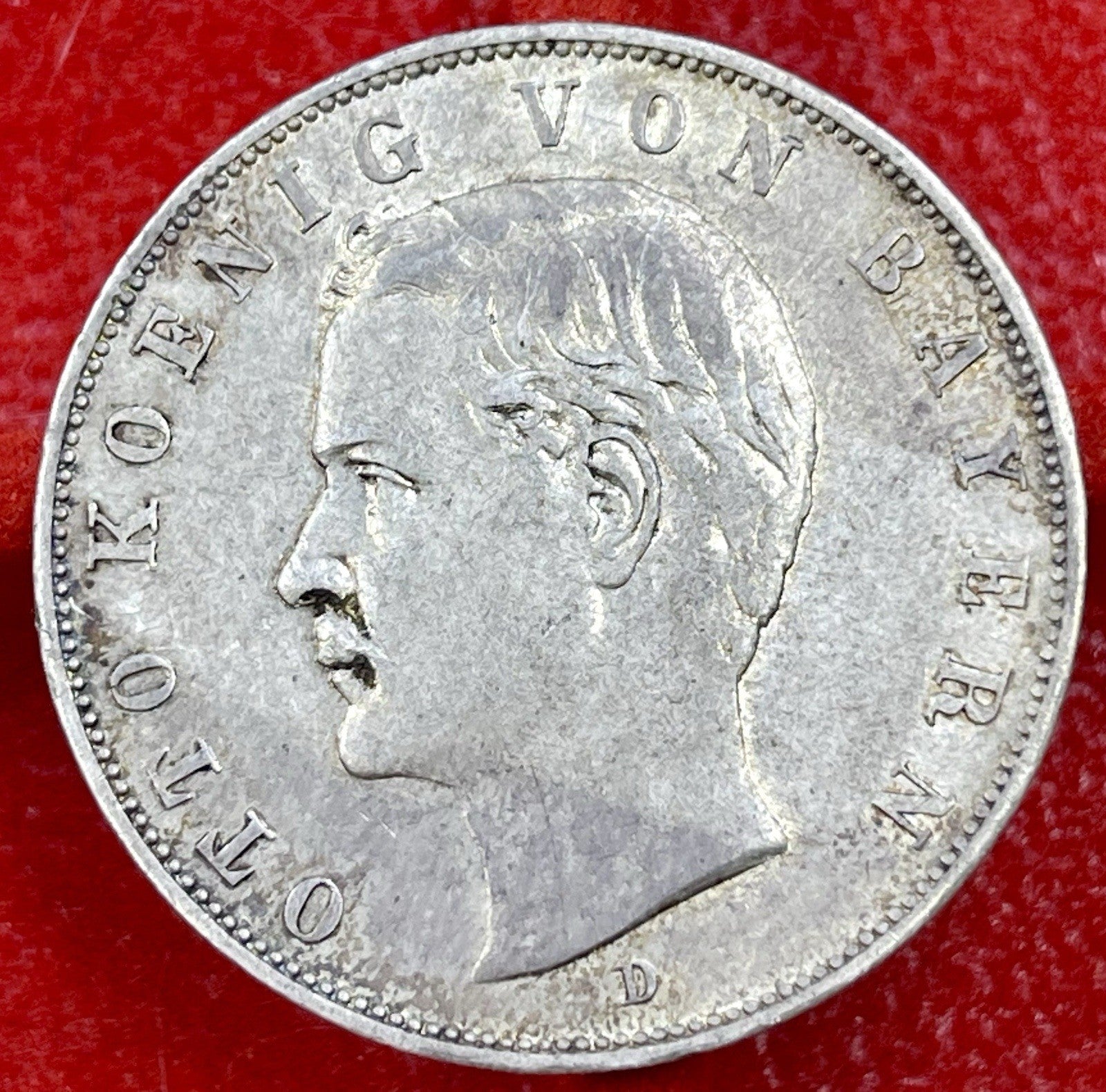 1913-D Bavaria German States 3 Mark Silver Coin Germany KM 996