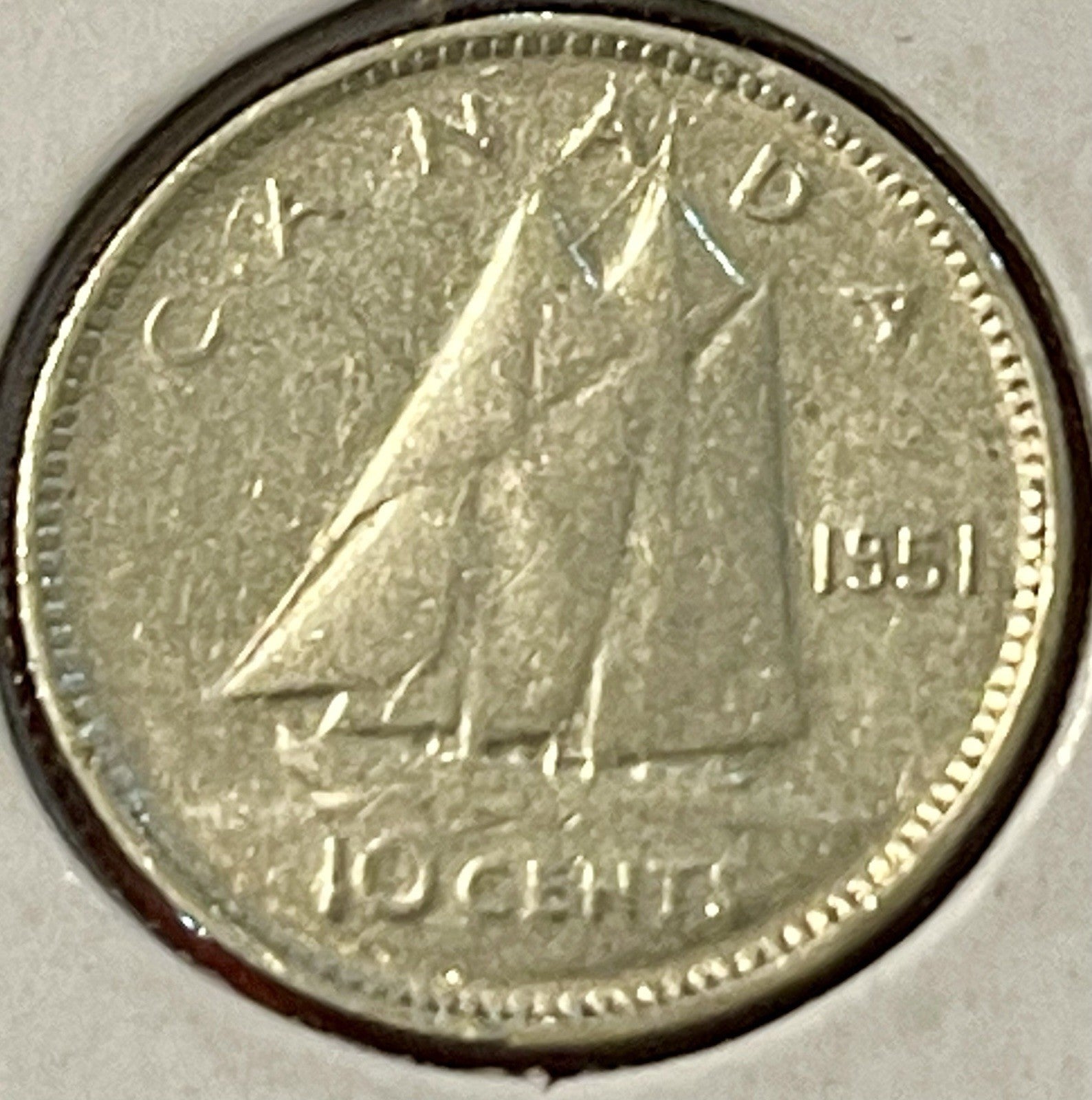 1951 Canada Silver 10 Cents Coin .800 Silver George VI Dime