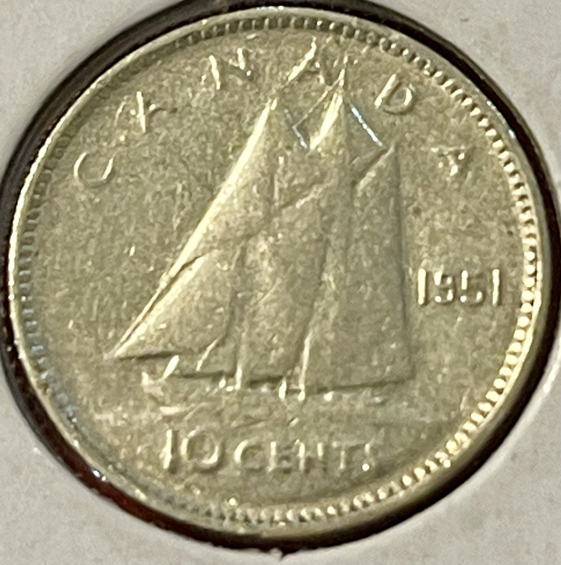 1951 Canada Silver 10 Cents Coin .800 Silver George VI Dime