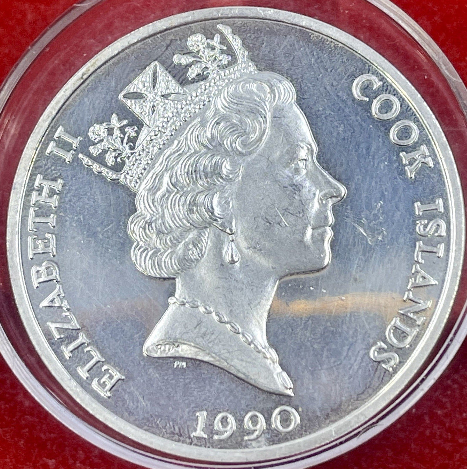 Cook Island 50 Dollars 1990 PM Conservation Grizzly Bear AUNC Silver Coin KM 52