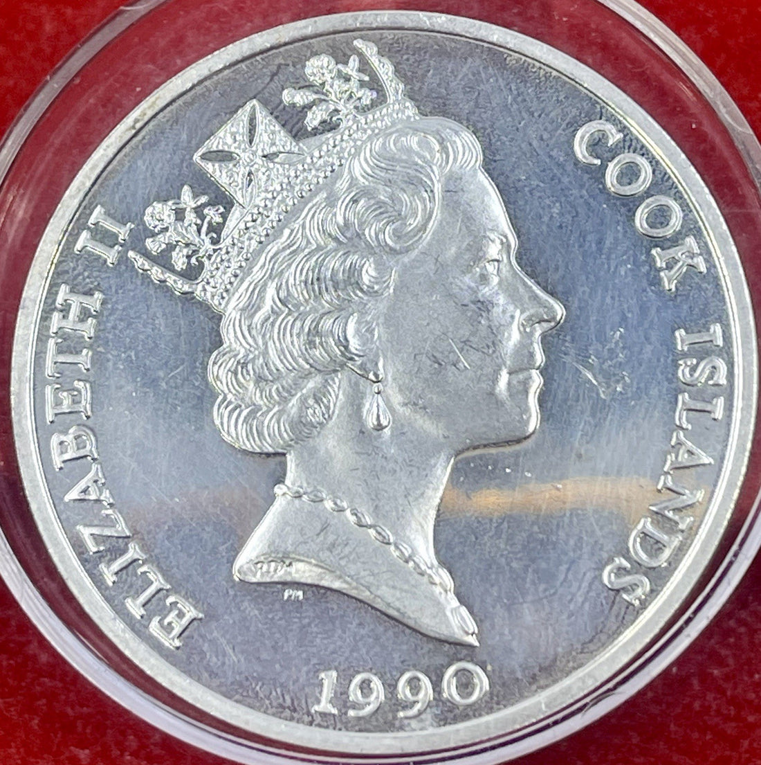 Cook Island 50 Dollars 1990 PM Conservation Grizzly Bear AUNC Silver Coin KM 52