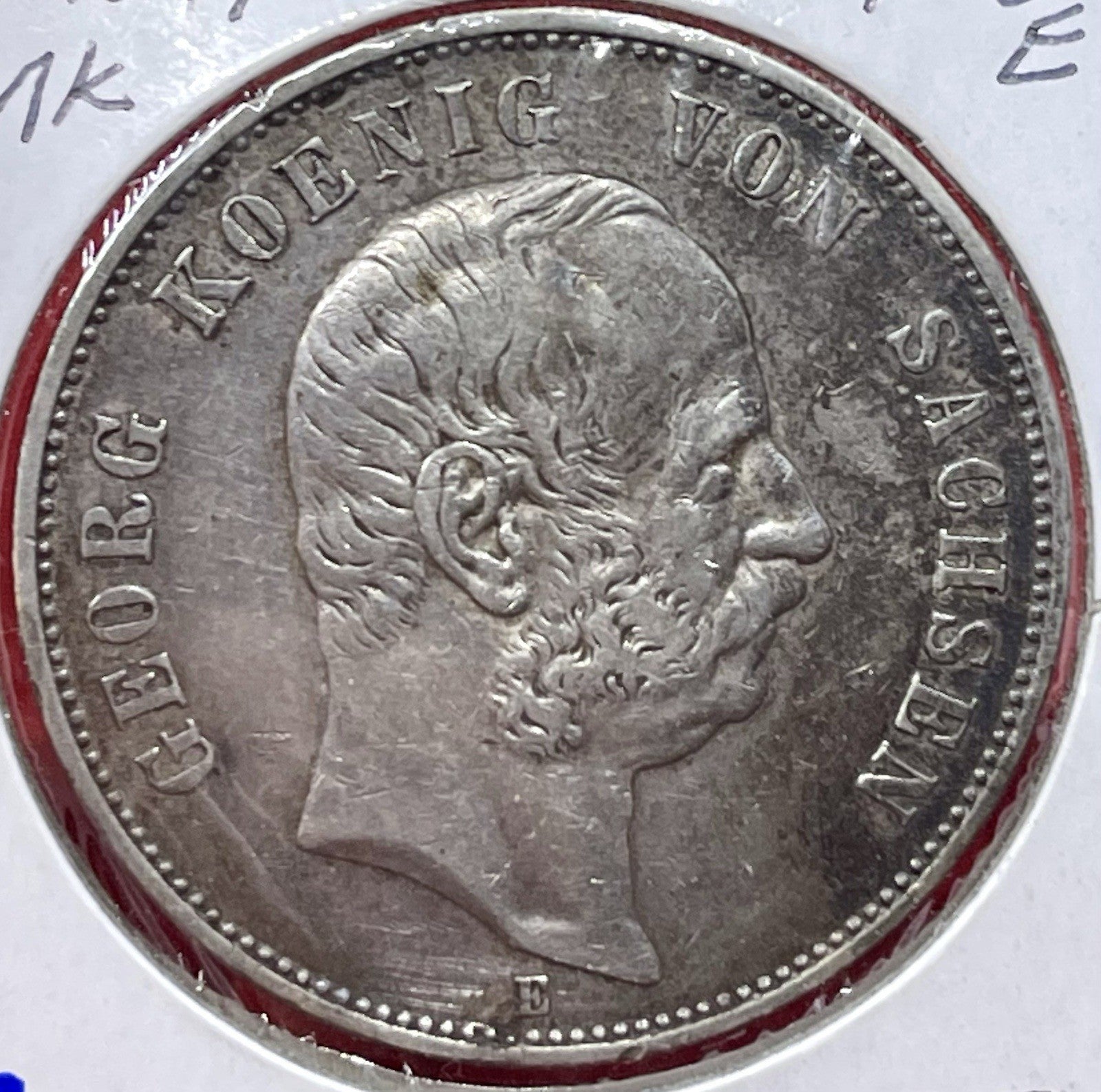 1903 E 5 Mark German States Silver Coin Saxony Albertine