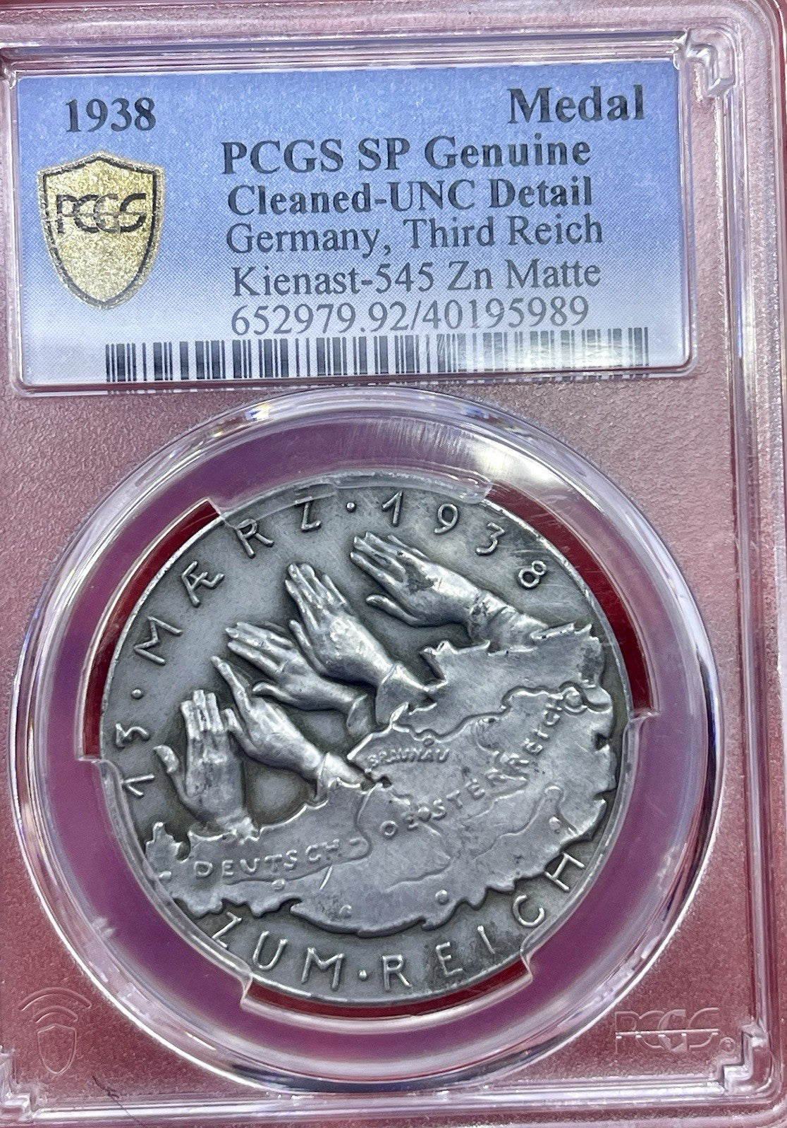 Germany 1938 -Karl Goetz Medal, K-545 PCGS SP Genuine