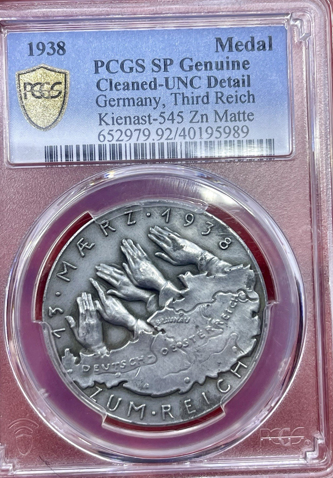 Germany 1938 -Karl Goetz Medal, K-545 PCGS SP Genuine