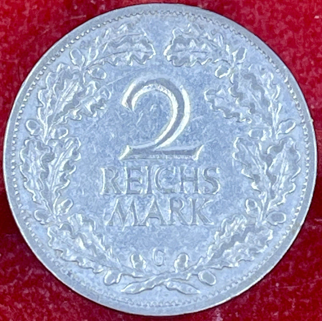 GERMAN 2 MARK Reichsmark 1926 G WEIMAR REPUBLIC Eagle Silver Coin RARE NICE
