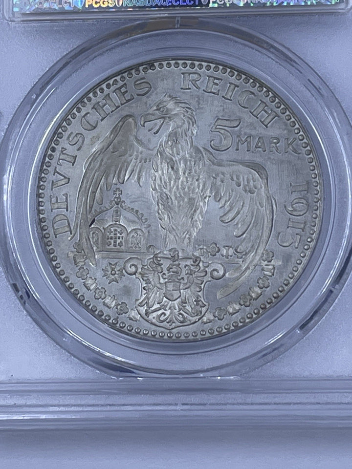 Germany 1913 5 Mark Bavaria PCGS SP64 Sch53G1 Silvered Bronze Coin