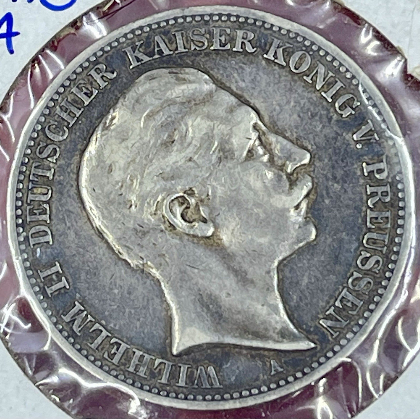GERMANY. 1910, 3 Mark, Silver - Kaiser Wilhelm I, Prussia Eagle Berlin A Coin