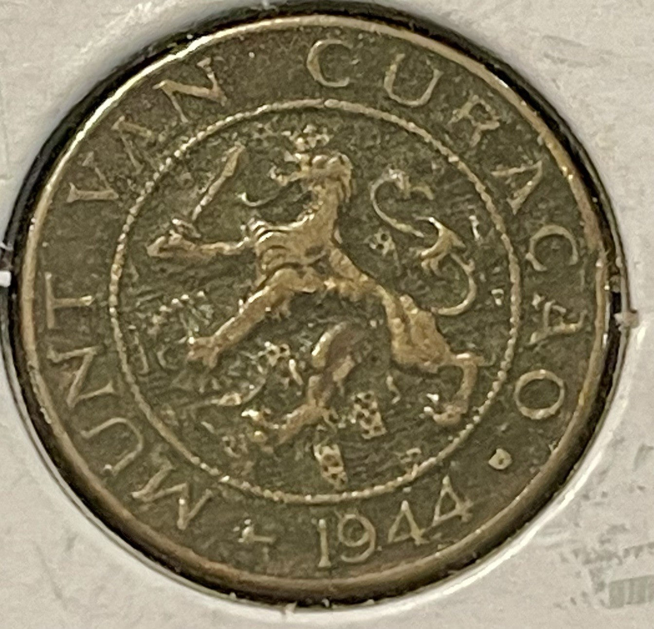 1944 Curaçao 1 Cent Bronze KM#41 WWII Issue Denver Mint Antilles