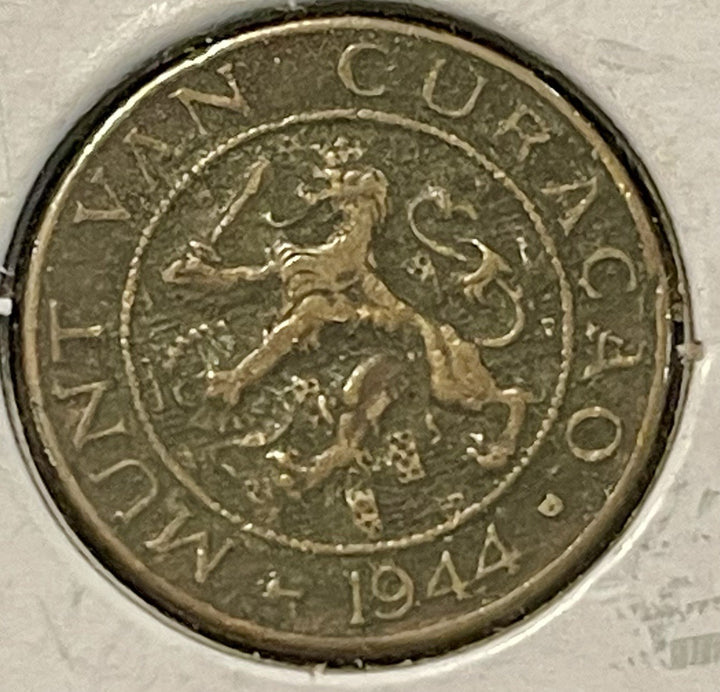 1944 Curaçao 1 Cent Bronze KM#41 WWII Issue Denver Mint Antilles