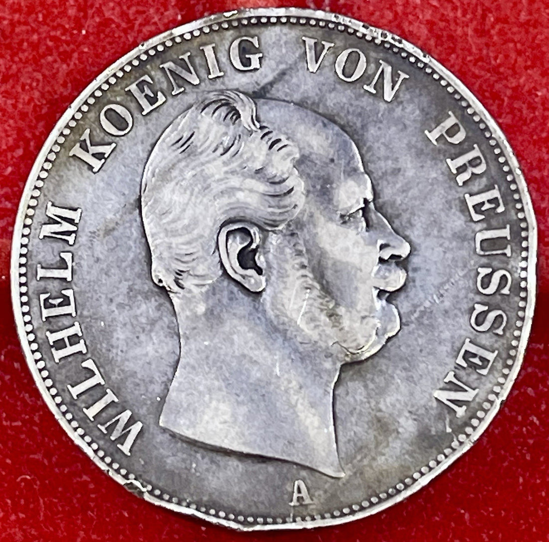 1862 A Germany Prussia 1 Thaler Silver Coin – Wilhelm I – Berlin Mint – KM#