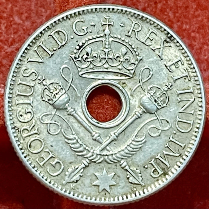 SILVER - Quarter-Sized - 1938 New Guinea 1 Shilling - World Silver Coin