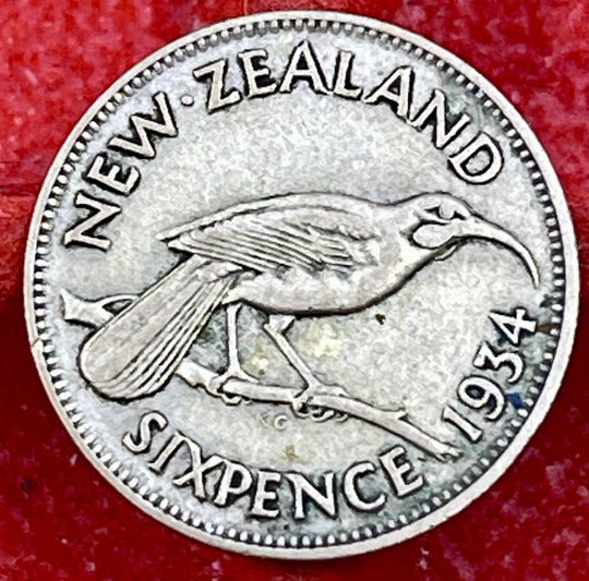 1934 New Zealand, Sixpence, 6 Pence Circulated Coin