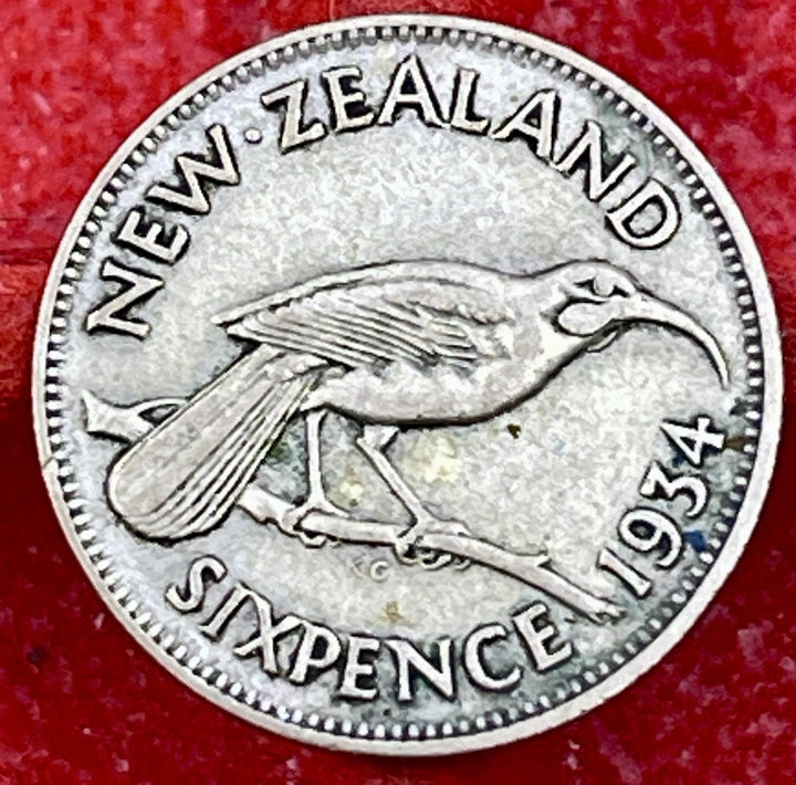 1934 New Zealand, Sixpence, 6 Pence F6499