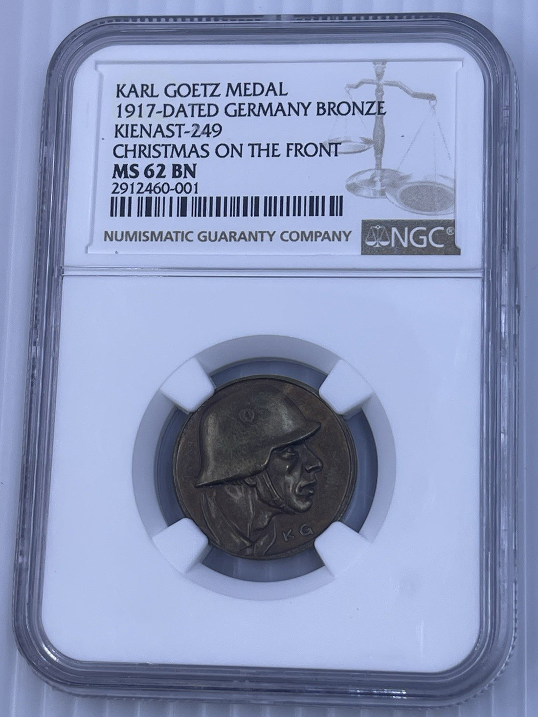 1917 Karl Goetz K - 249 Christmas On the Front- NGC 62 Satirical Medal