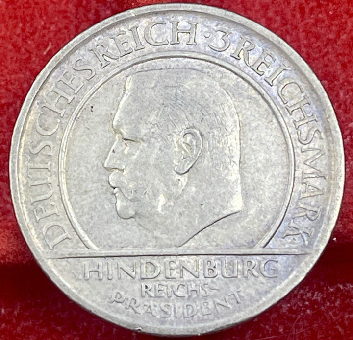 GERMAN 3 MARK REICHSMARK - 1929 A - HINDENBURG - Silver - WEIMAR KM 63
