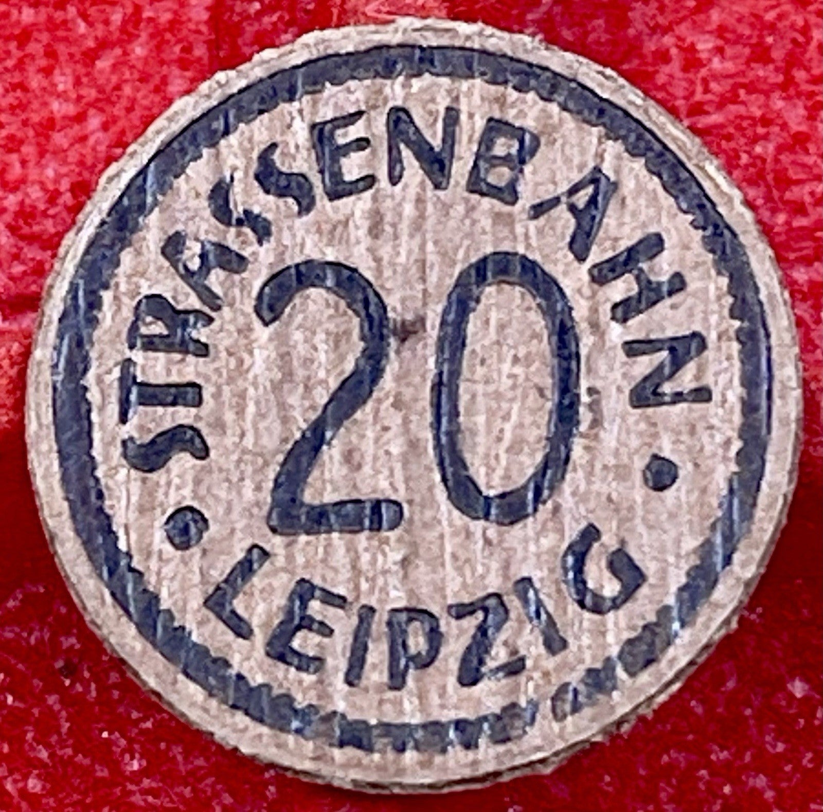 1920 Leipzig Germany 20 Pfennig Notgeld Straßenbahn Cardboard Token1920 Leipzig