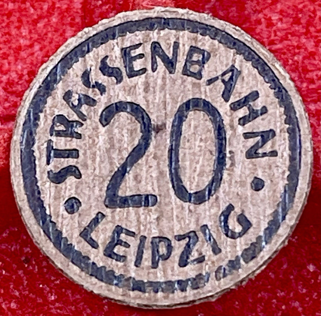 1920 Leipzig Germany 20 Pfennig Notgeld Straßenbahn Cardboard Token1920 Leipzig