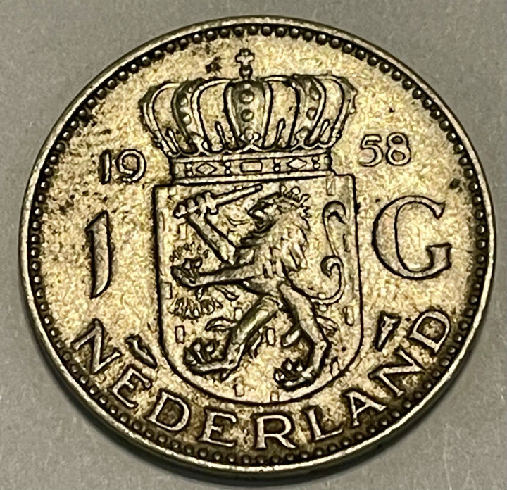 Netherlands 1 Gulden Silver Coin Queen Juliana Piek KM#184 / 184a