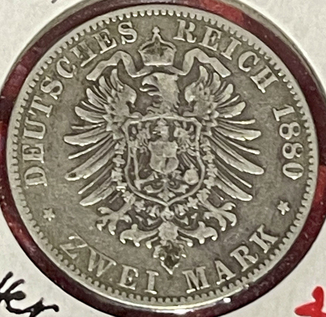1880-A German States, Prussia 2 Mark Wilhelm Silver KM#506